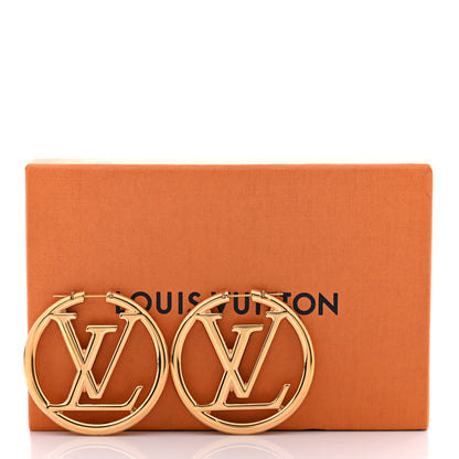 Louis Vuitton Metal Louise Hoop Earrings Gold 6 of 6