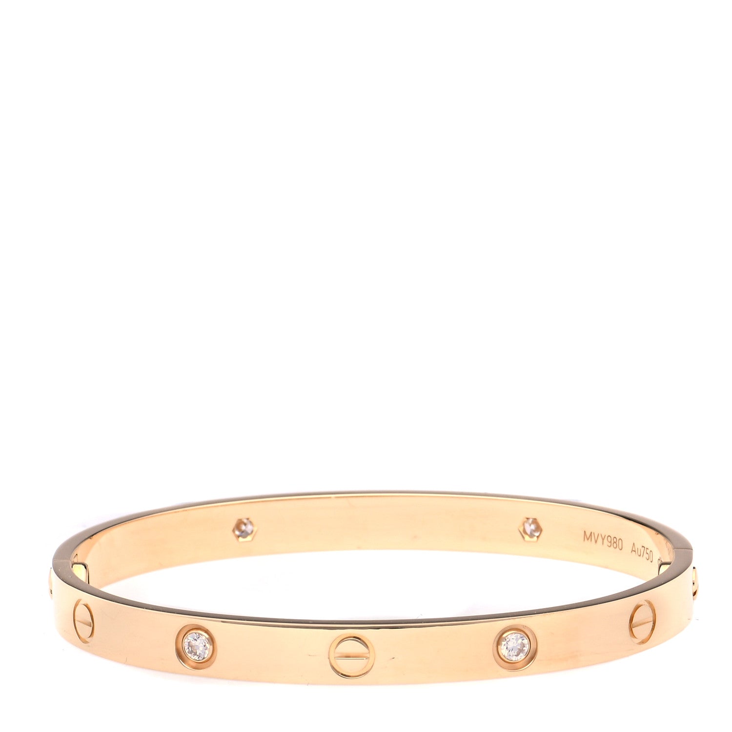 Cartier 18K Yellow Gold 4 Diamond LOVE Bracelet 18 3 of 9