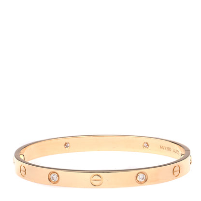 Cartier 18K Yellow Gold 4 Diamond LOVE Bracelet 18 3 of 9