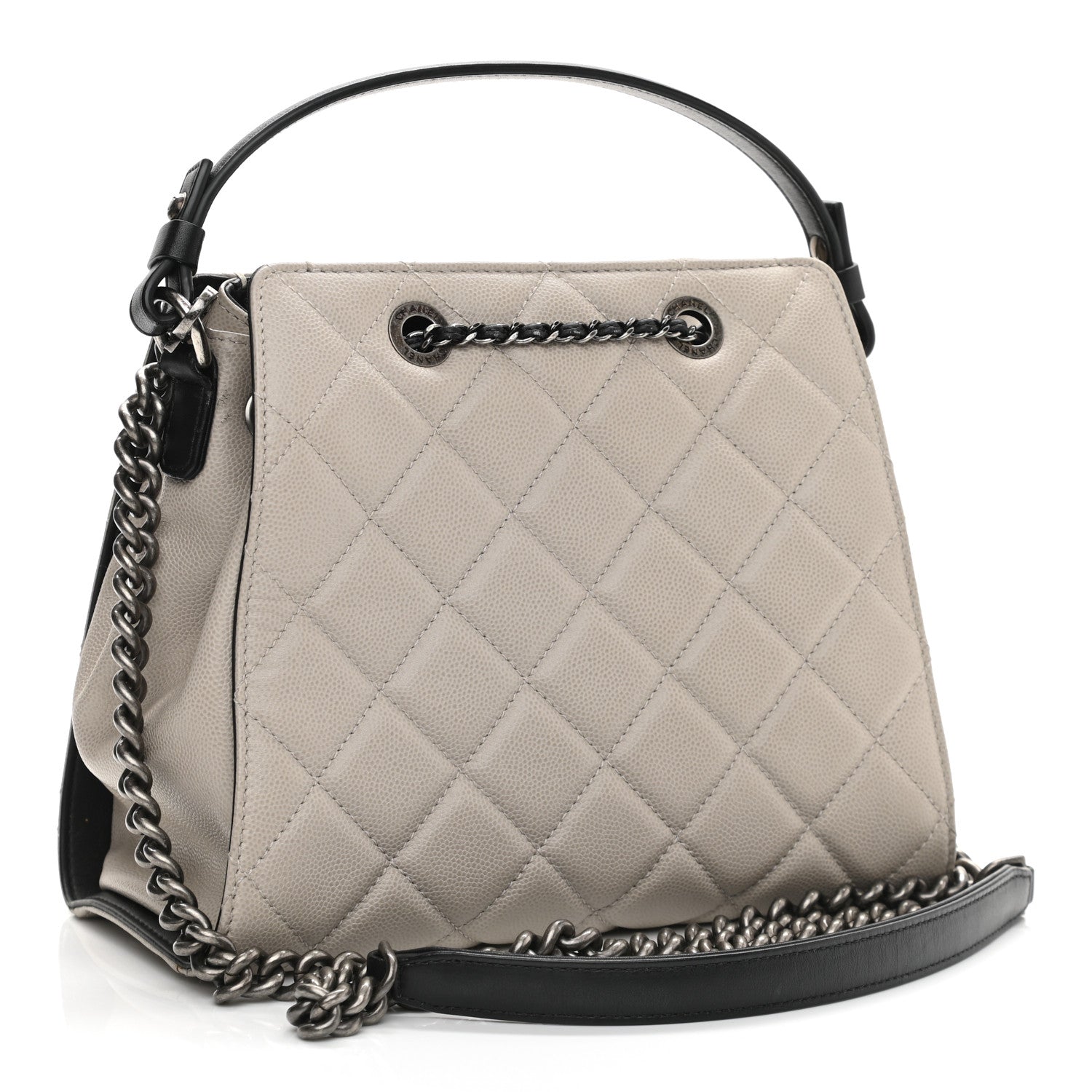 Chanel Caviar Quilted Small CC Bucket Bag Grey 3 of 10