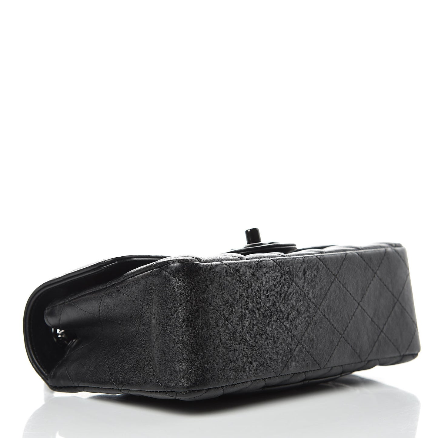 Crumpled Calfskin Quilted Mini Rectangular Flap So Black
