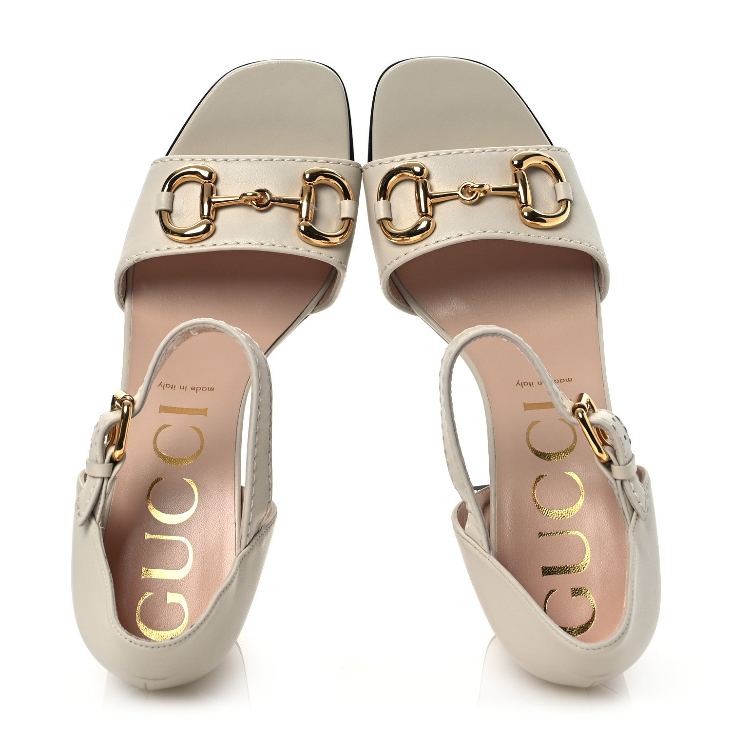 Gucci Nappa Horsebit Cross Strap 95mm Sandals 41 Mystic White 2 of 14