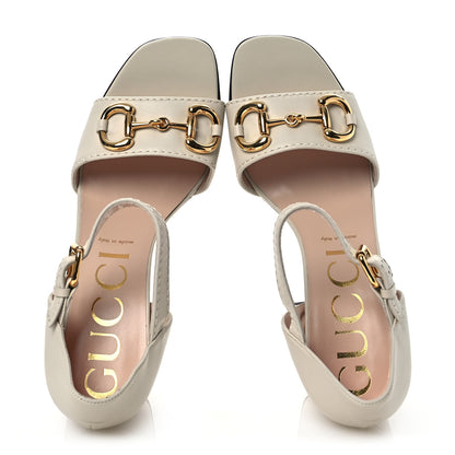 Gucci Nappa Horsebit Cross Strap 95mm Sandals 41 Mystic White 2 of 14