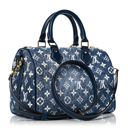 Louis Vuitton Monogram Jacquard Denim Speedy Bandouliere 25 Bleu 3 of 10