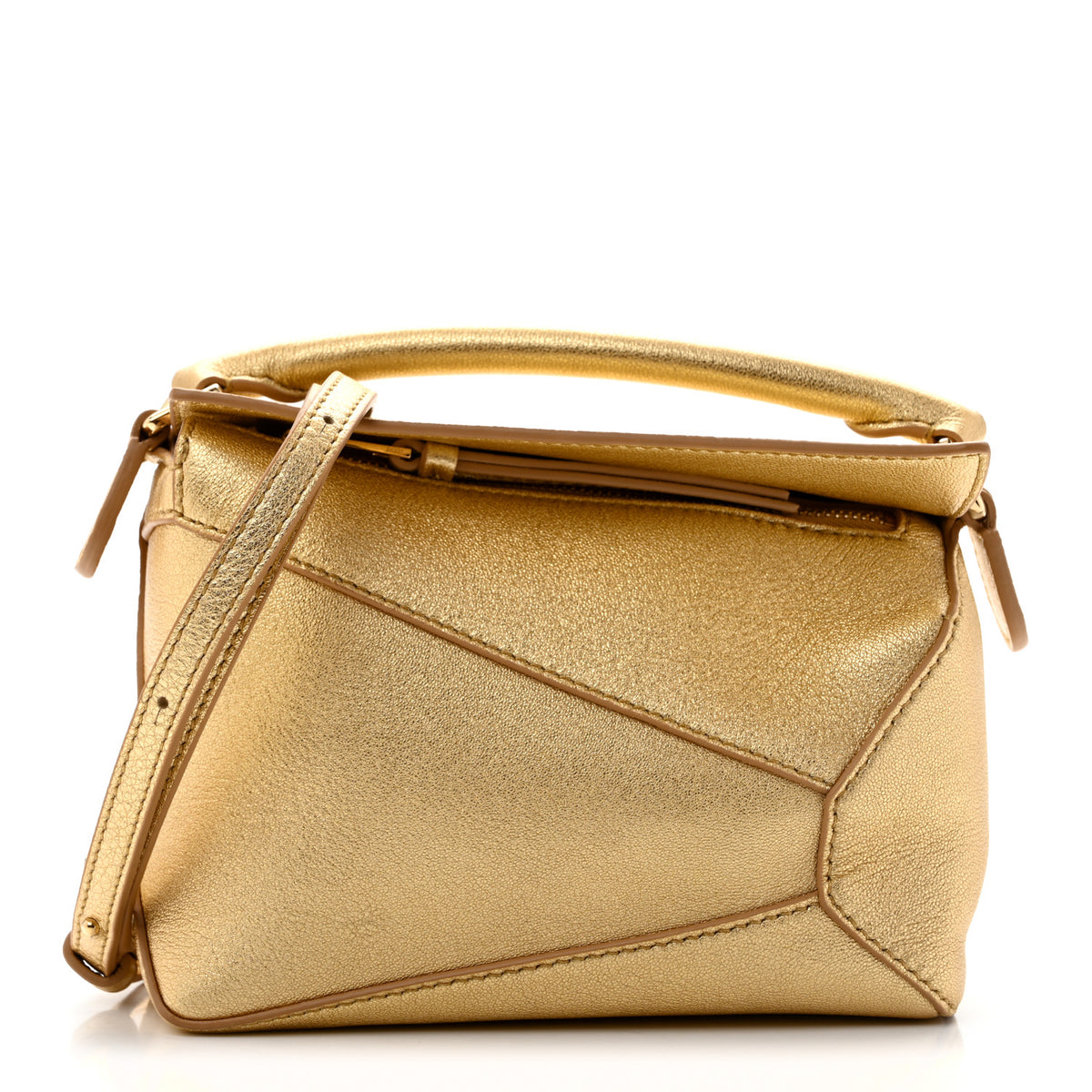 Loewe Laminated Lambskin Mini Puzzle Edge Bag Gold 1 of 10