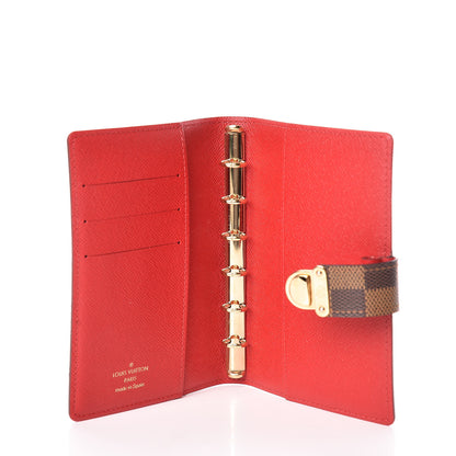 Louis Vuitton Damier Ebene Koala Small Ring Agenda Cover Red 5 of 11