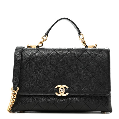 Chanel Caviar Diamond Stitched Small Top Handle Flap Black 1 of 10