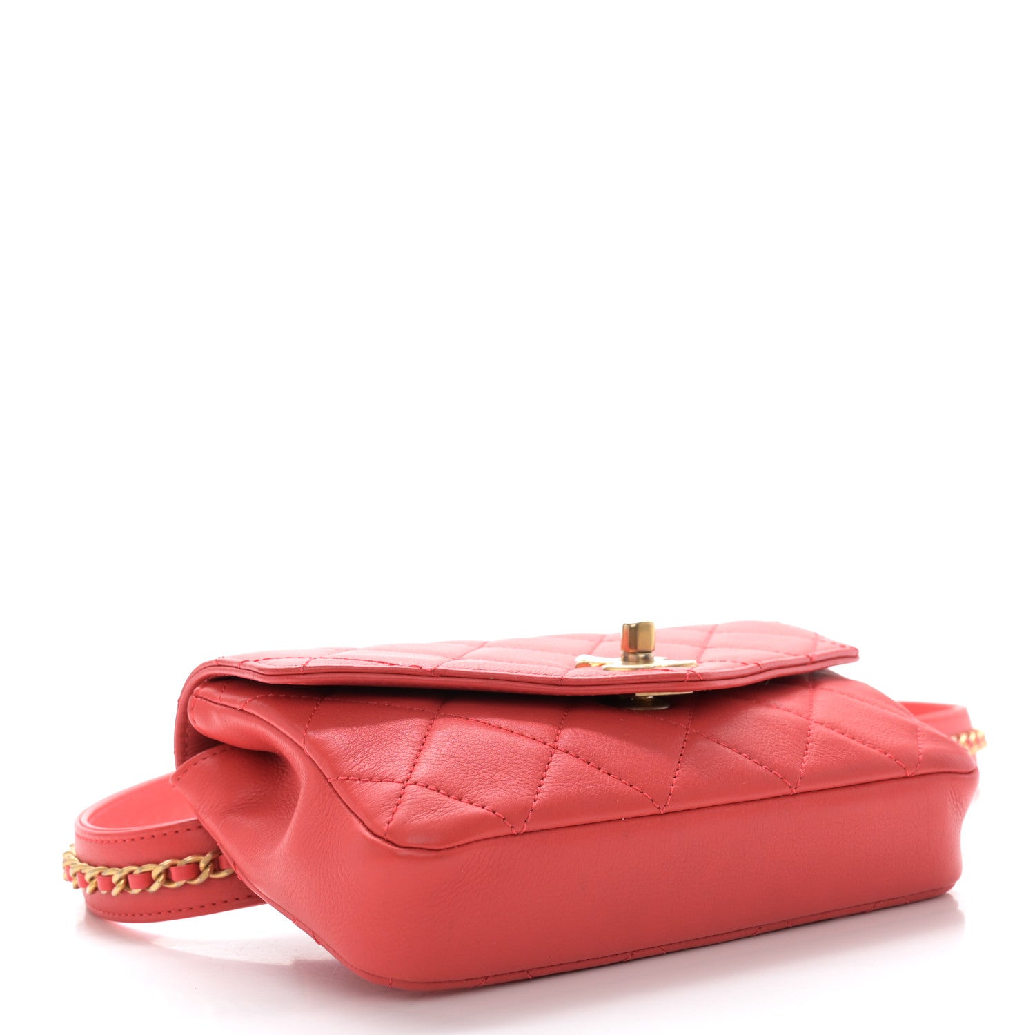 Chanel Calfskin Quilted Carry With Chic Flap Waist Bag Red 4 of 11