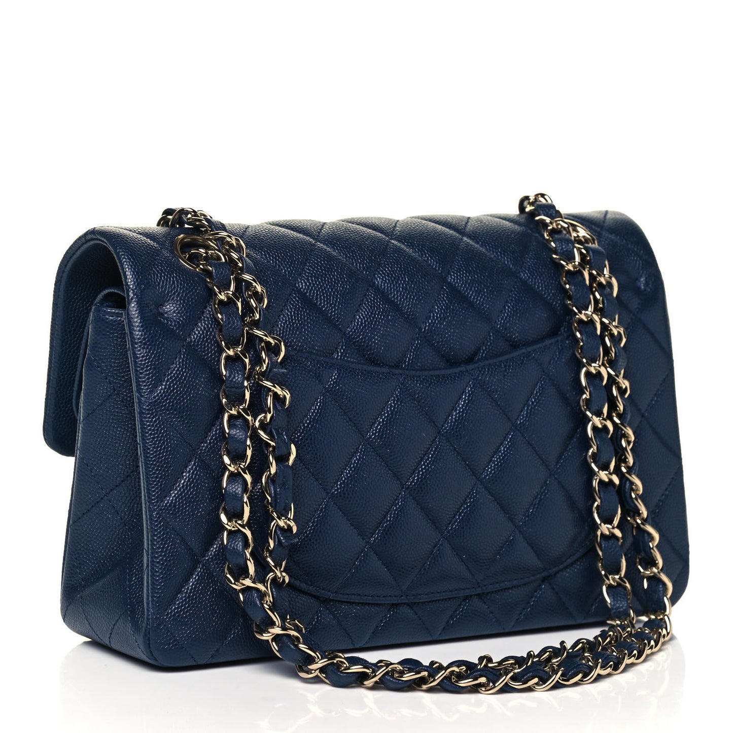Caviar Quilted Small Double Flap Navy