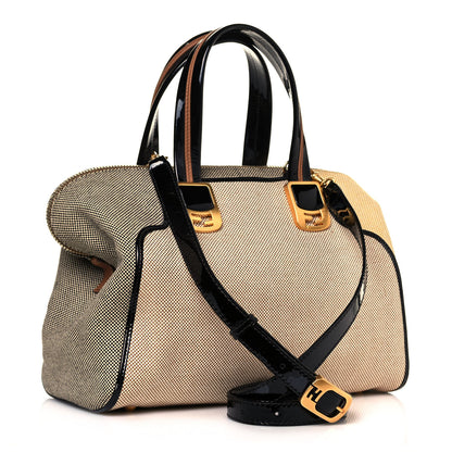 Fendi Canvas Colorblock Chameleon Tote Natural 2 of 14