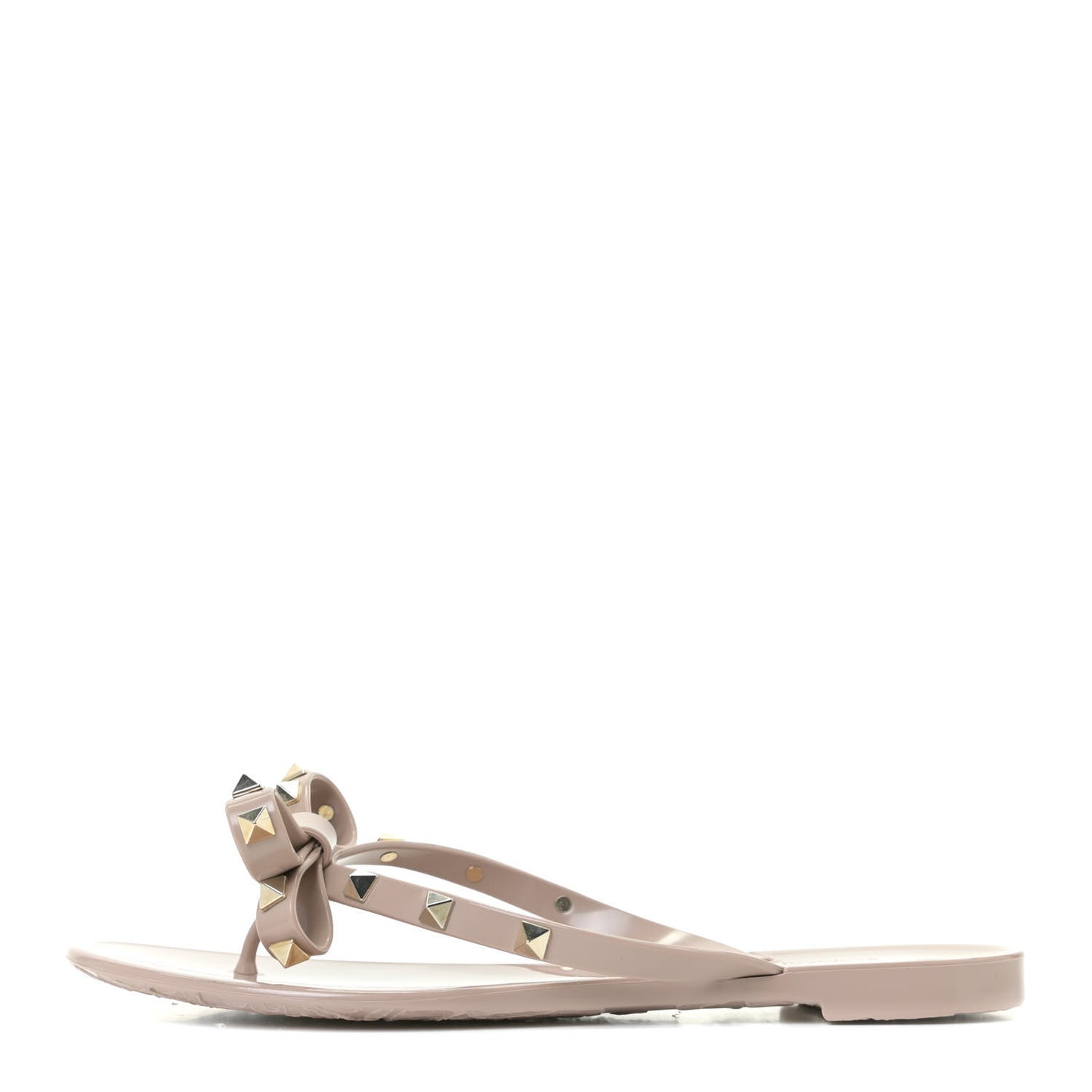 PVC Jelly Rockstud Bow Thong Sandals 38 Poudre