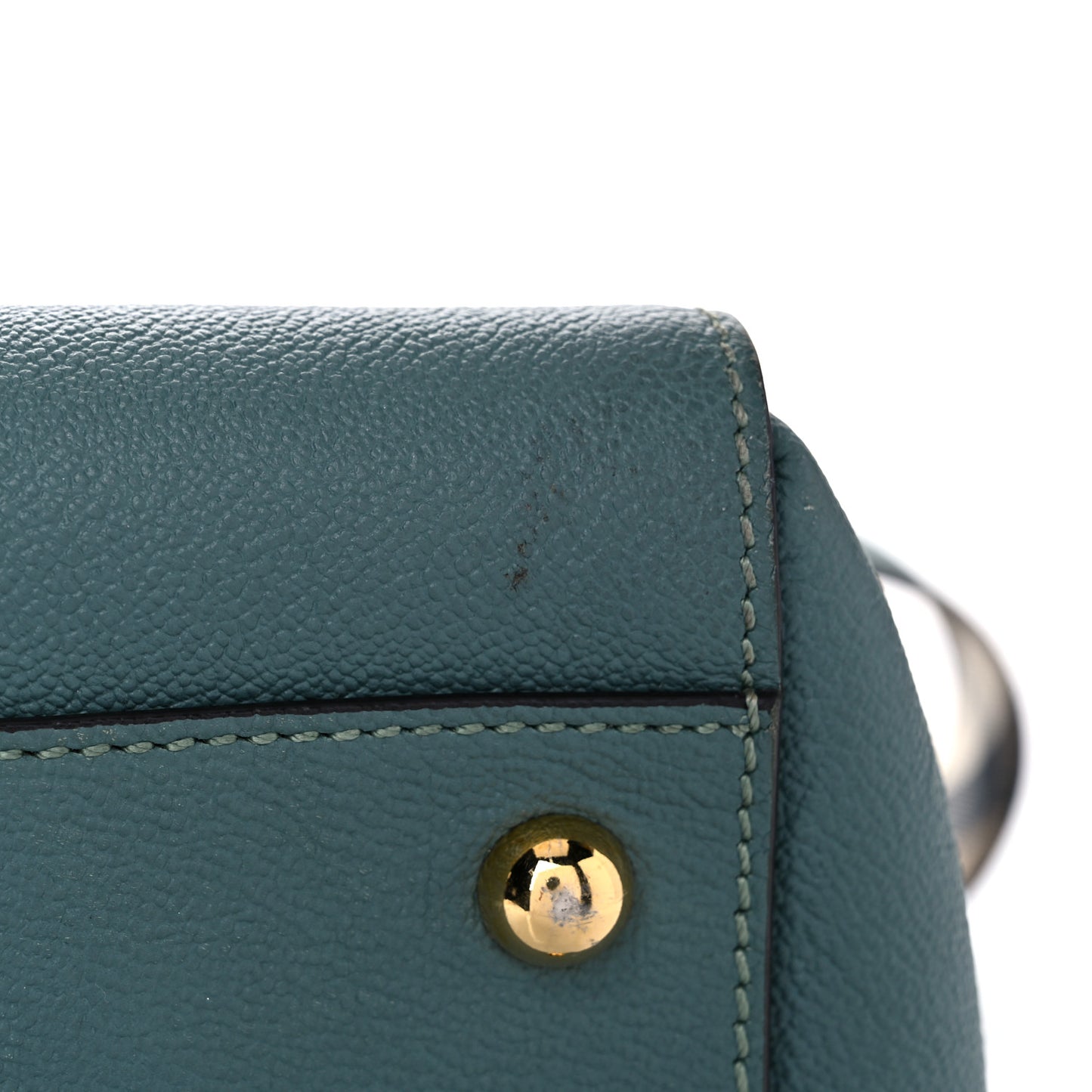 Soft Grain Calfskin Medium Buckle Tote Celadon Blue