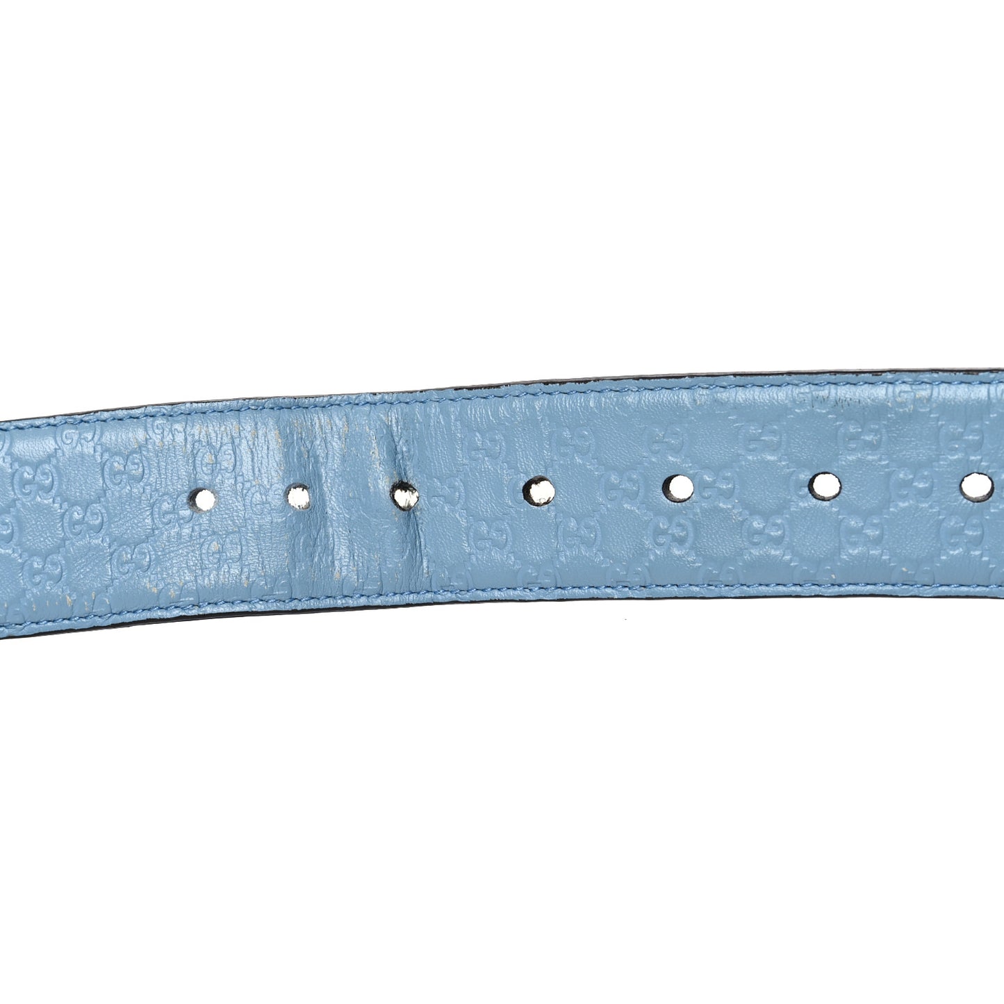 Soft Microguccissima Margaux Calfskin Belt 95 38 Mineral Blue