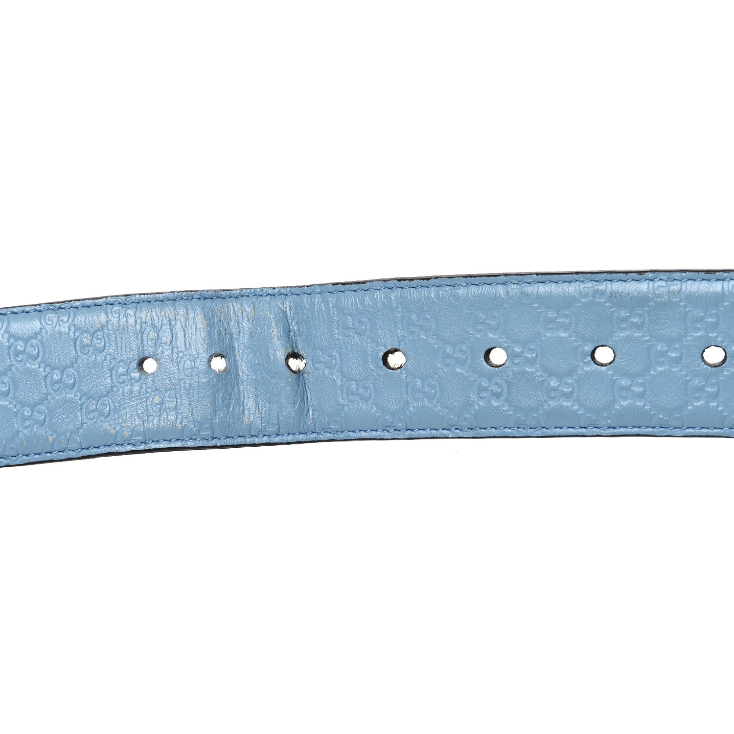 Gucci Soft Microguccissima Margaux Calfskin Belt 95 38 Mineral Blue 4 of 6