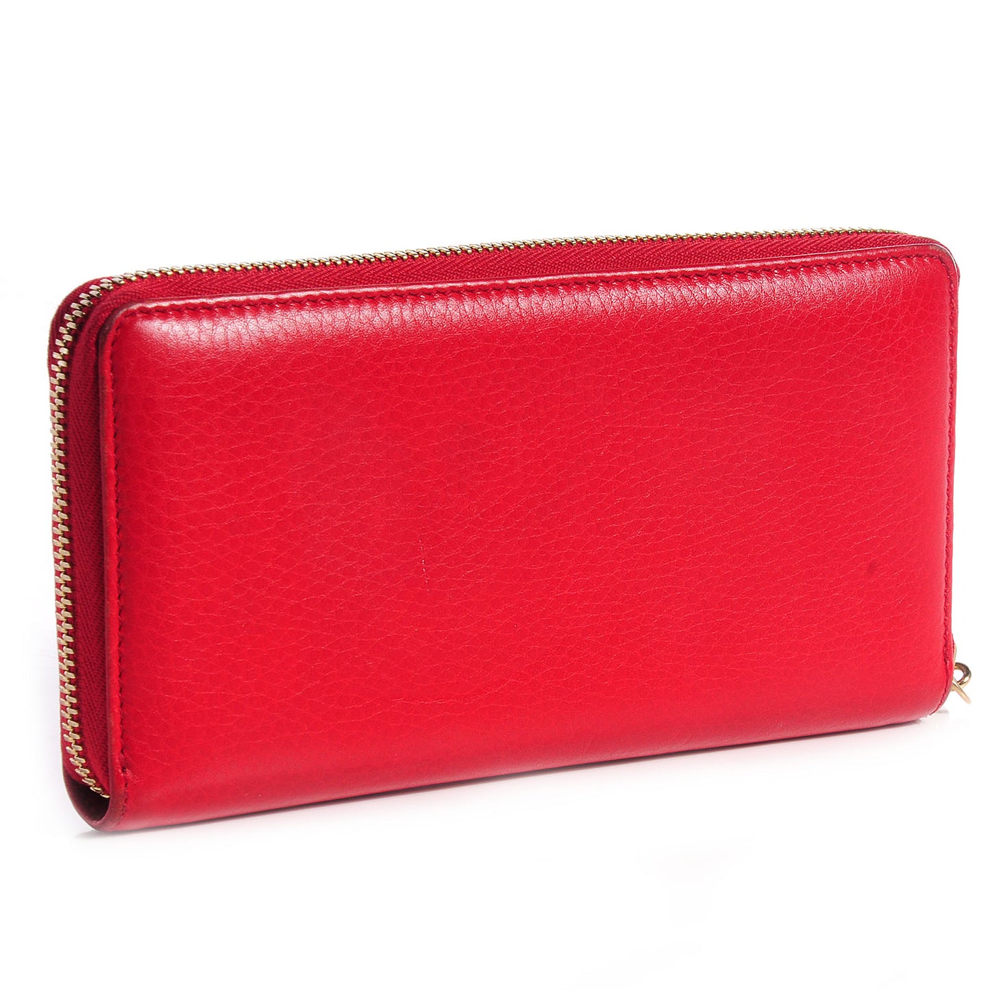 Pebbled Calfskin Soho Zip Around Wallet Red