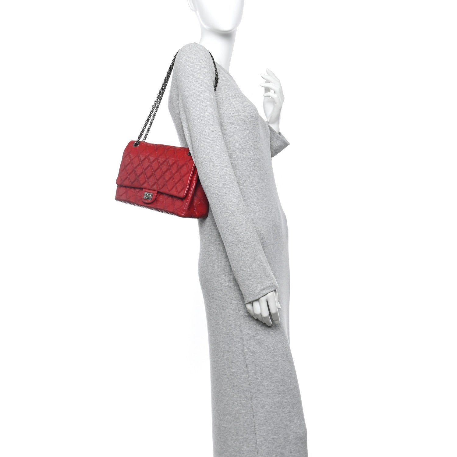 Chanel Aged Calfskin Quilted 2.55 Reissue 226 Flap Red 2 of 14