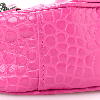 Balenciaga Extra Supple Calfskin Crocodile Embossed XS Le Cagole Shoulder Bag Lipstick Pink 10 of 11