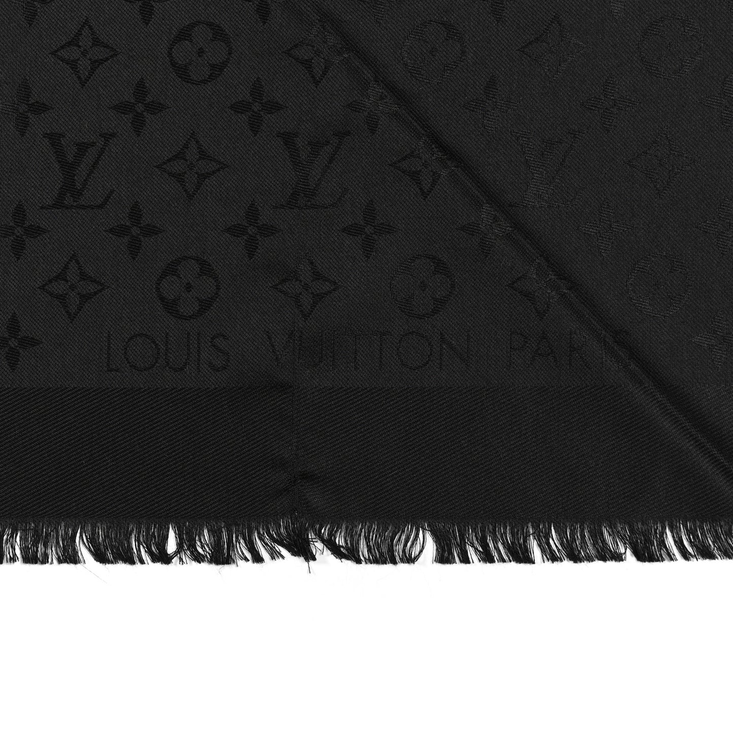 Silk Wool Monogram Shawl Black
