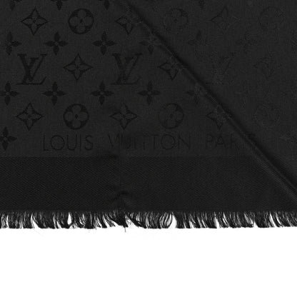 Louis Vuitton Silk Wool Monogram Shawl Black 2 of 5
