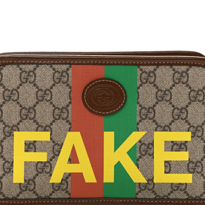 Gucci GG Supreme Monogram Azalea Calfskin Fake/Not Retro Interlocking G Cosmetic Case Beige Ebony Brown Sugar 8 of 12