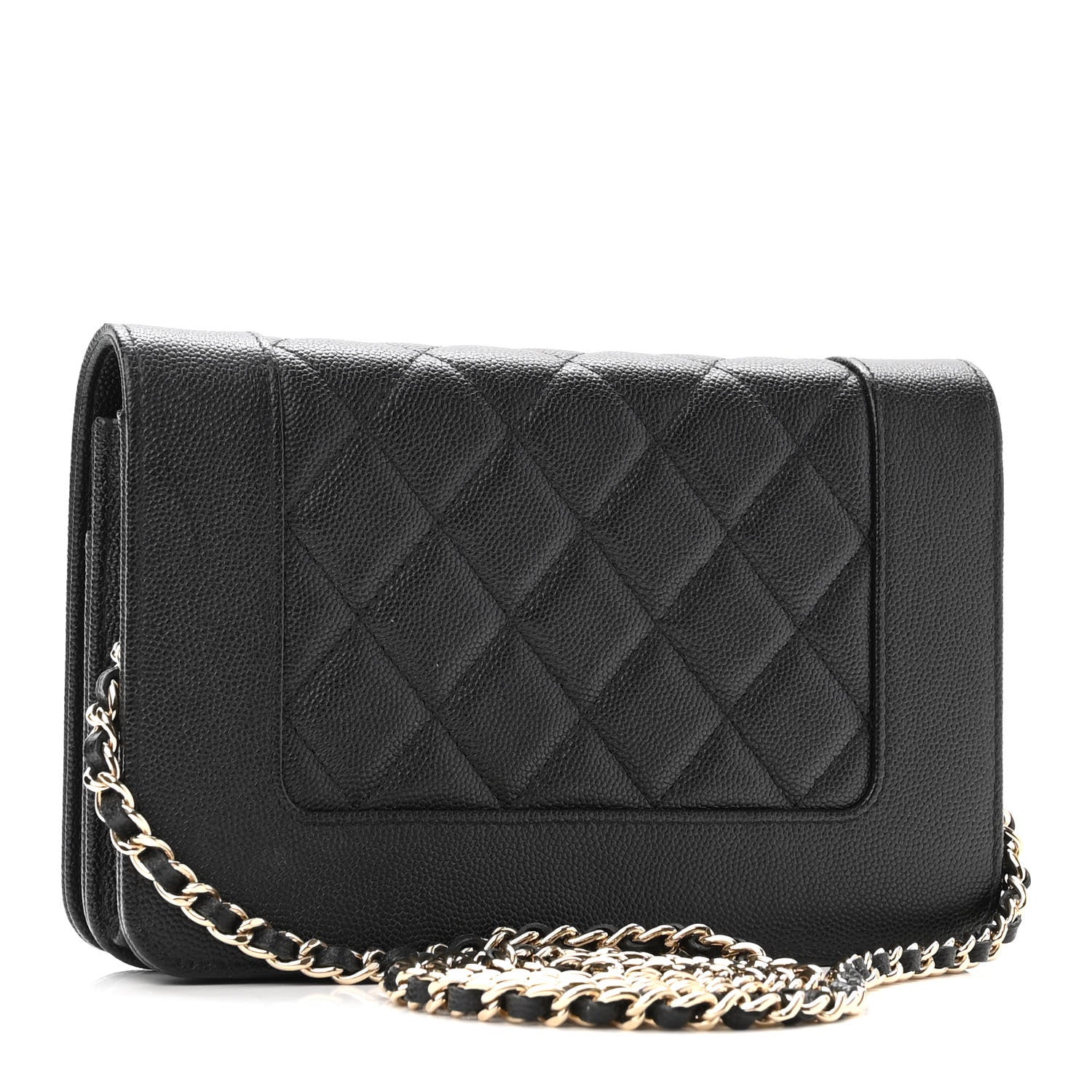 Chanel Caviar Quilted Vintage Mademoiselle Wallet On Chain WOC Black 3 of 12