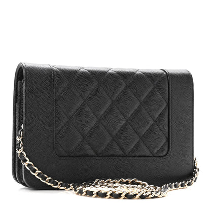 Chanel Caviar Quilted Vintage Mademoiselle Wallet On Chain WOC Black 3 of 12