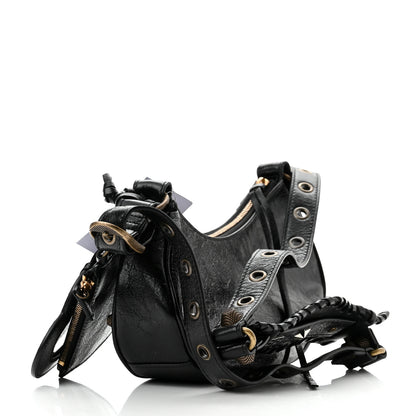 Balenciaga Agneau Arena Pin Embellished Le Cagole Shoulder Bag XS Black 3 of 10