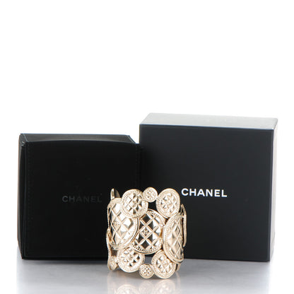 Chanel Metal Quilted Coin CC Cuff Gold 5 of 5