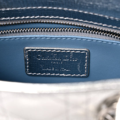 Christian Dior Metallic Grained Calfskin Cannage Small Lucky Badges My Lady Dior Silver 6 of 12