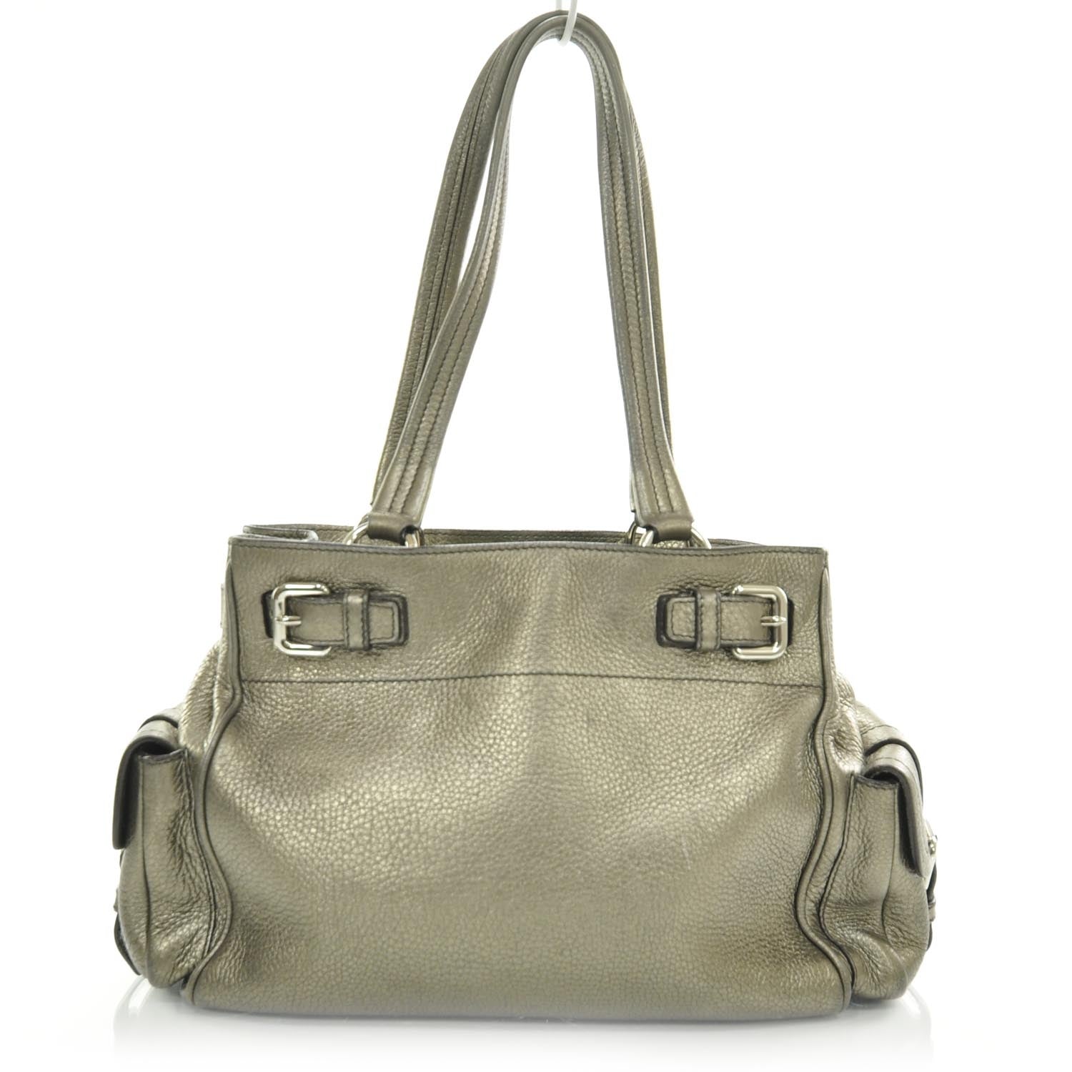 Prada Calfskin Tote Silver 4 of 9