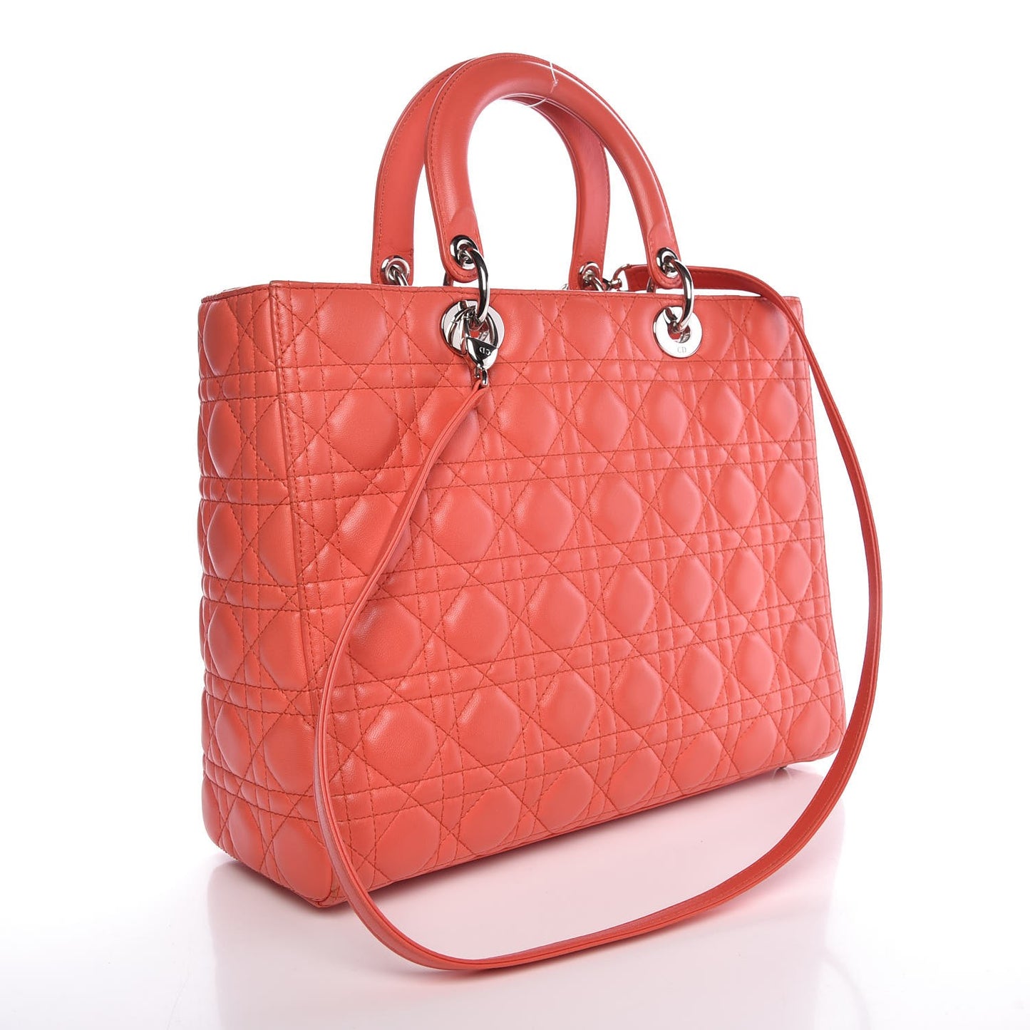 Lambskin Cannage Large Lady Dior Coral