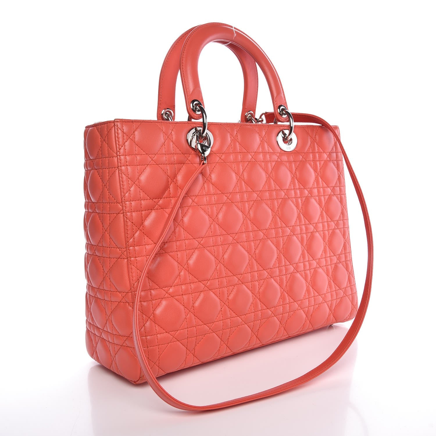 Christian Dior Lambskin Cannage Large Lady Dior Coral 4 of 8