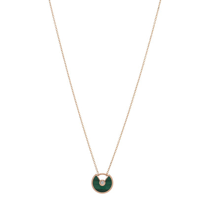 Cartier 18K Pink Gold Diamond Malachite XS Amulette de Cartier Pendant Necklace 1 of 5