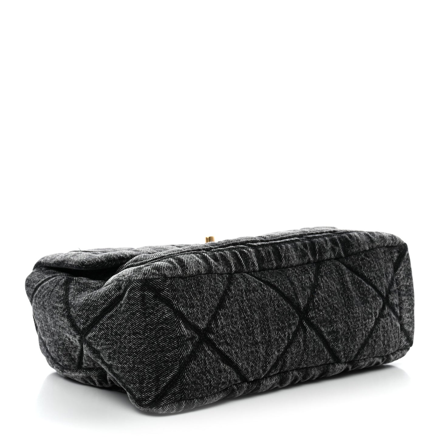Washed Denim Quilted Large Flap Bag Black