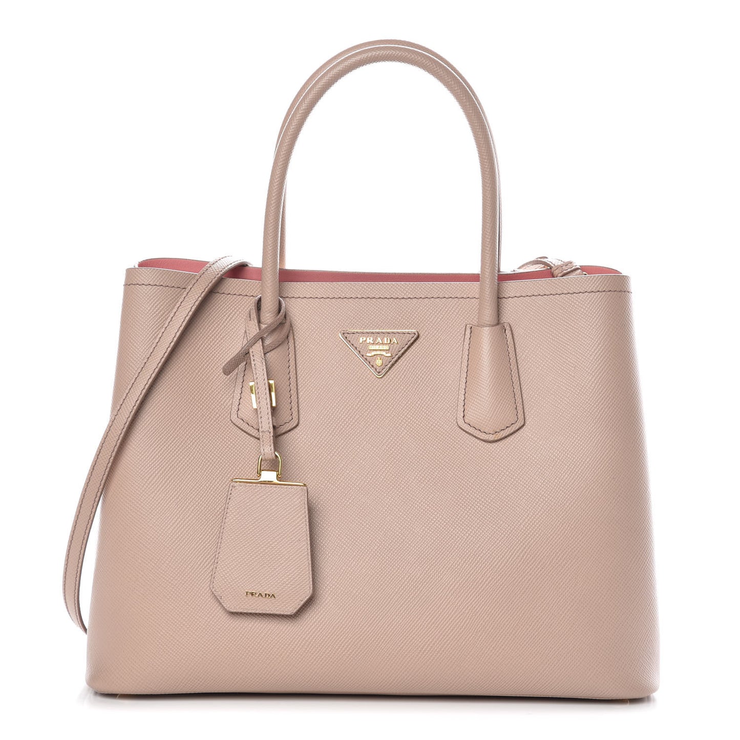 Saffiano Cuir Medium Double Bag Cammeo Rosa