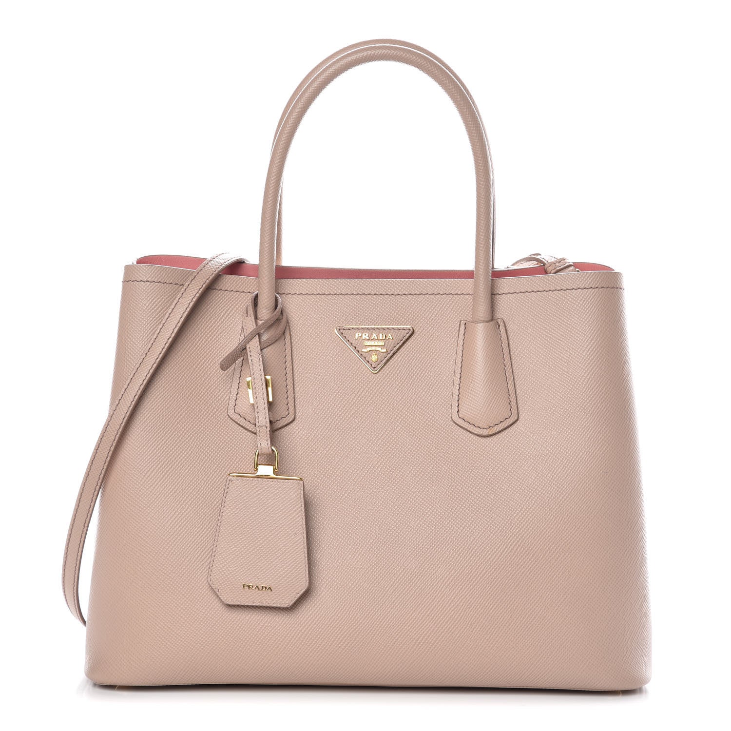Prada Saffiano Cuir Medium Double Bag Cammeo Rosa 1 of 11