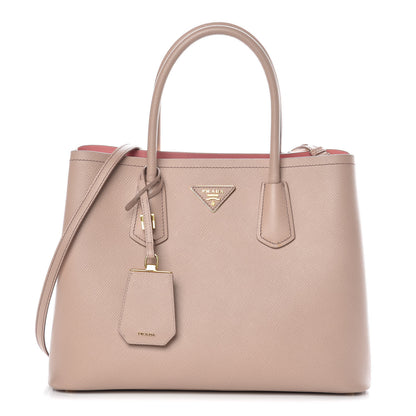 Prada Saffiano Cuir Medium Double Bag Cammeo Rosa 1 of 11