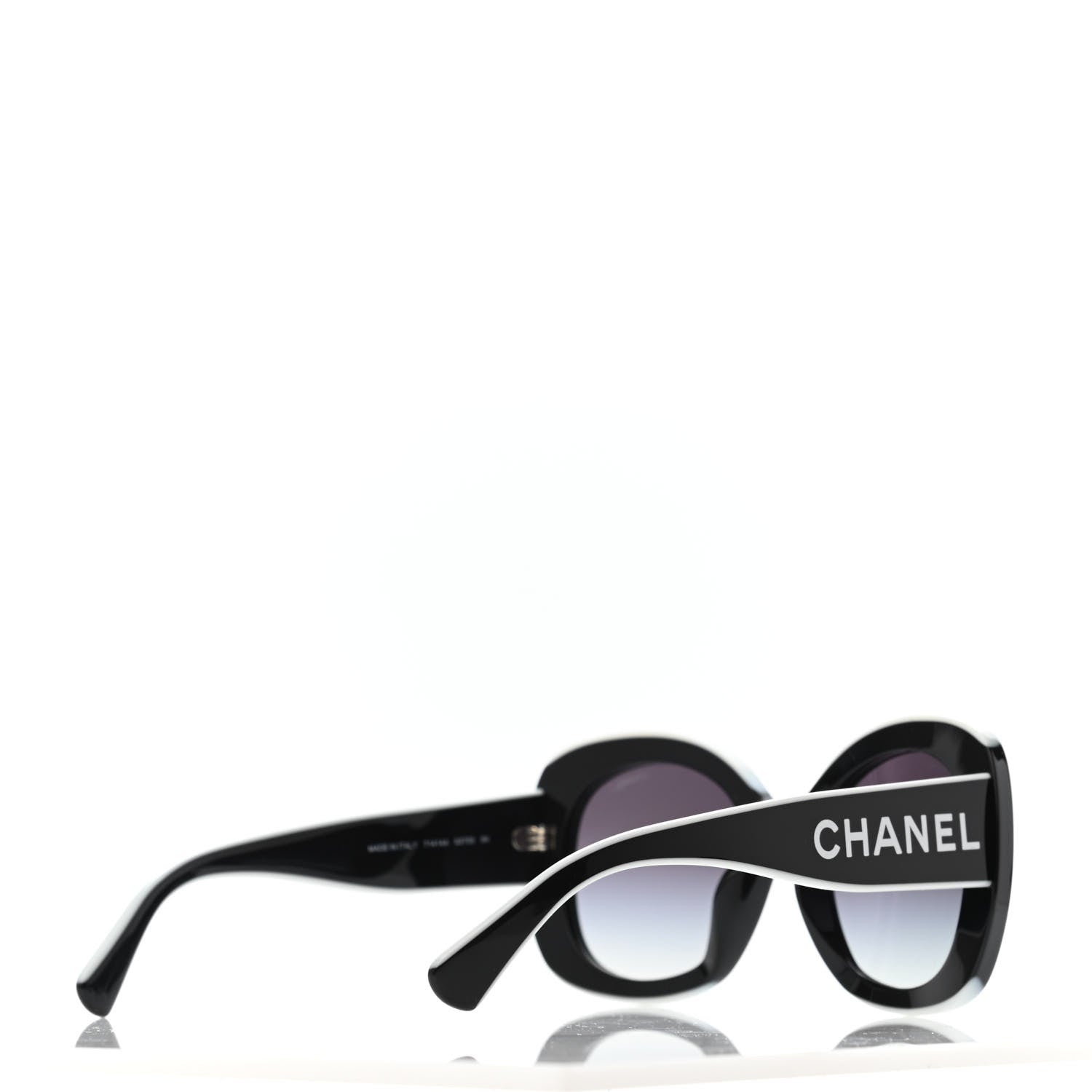 Chanel Acetate Square Sunglasses Black White 4 of 4