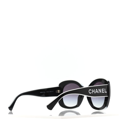 Chanel Acetate Square Sunglasses Black White 4 of 4