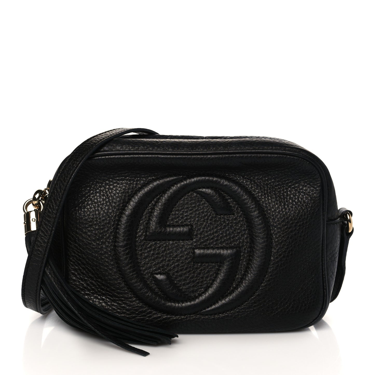 Pebbled Calfskin Small Soho Disco Bag Black