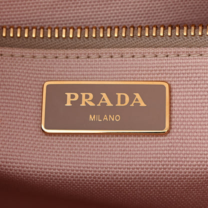 Prada Wicker Canvas Patch Comics Shoulder Bag Pink 6 of 12