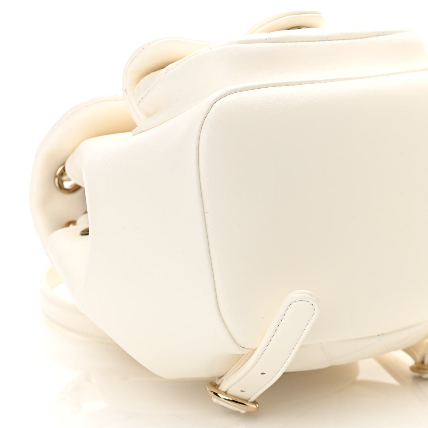 Lambskin Quilted Small Duma Drawstring Backpack White