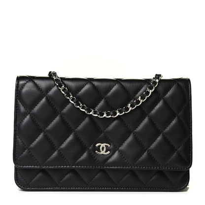 Chanel Lambskin Quilted Wallet On Chain WOC Black 1 of 8