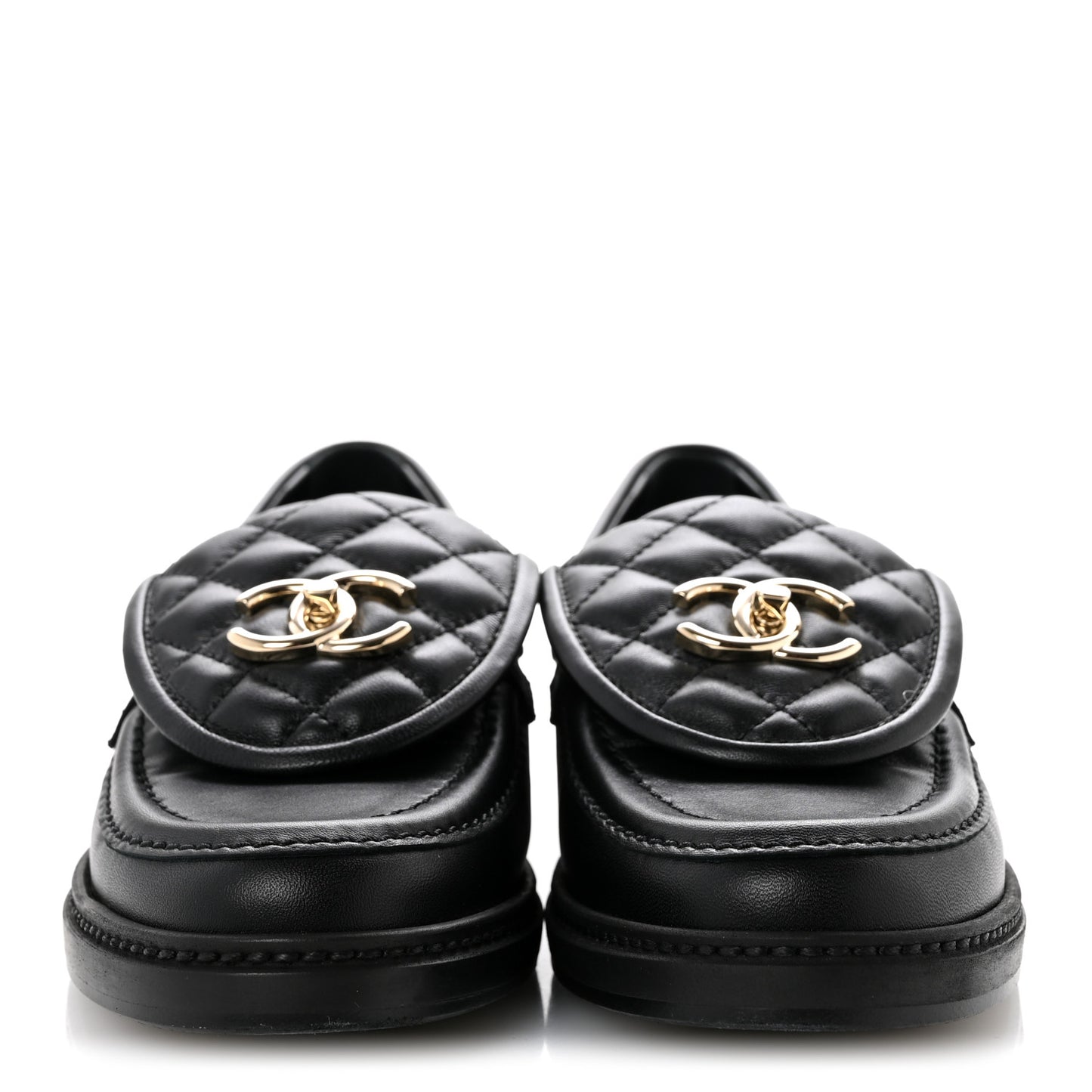 Lambskin Quilted CC Turnlock Loafers 36 Black
