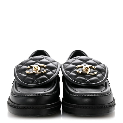 Chanel Lambskin Quilted CC Turnlock Loafers 36 Black 3 of 10
