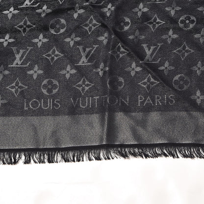 Louis Vuitton Silk Wool Monogram Shine Shawl Black 3 of 4