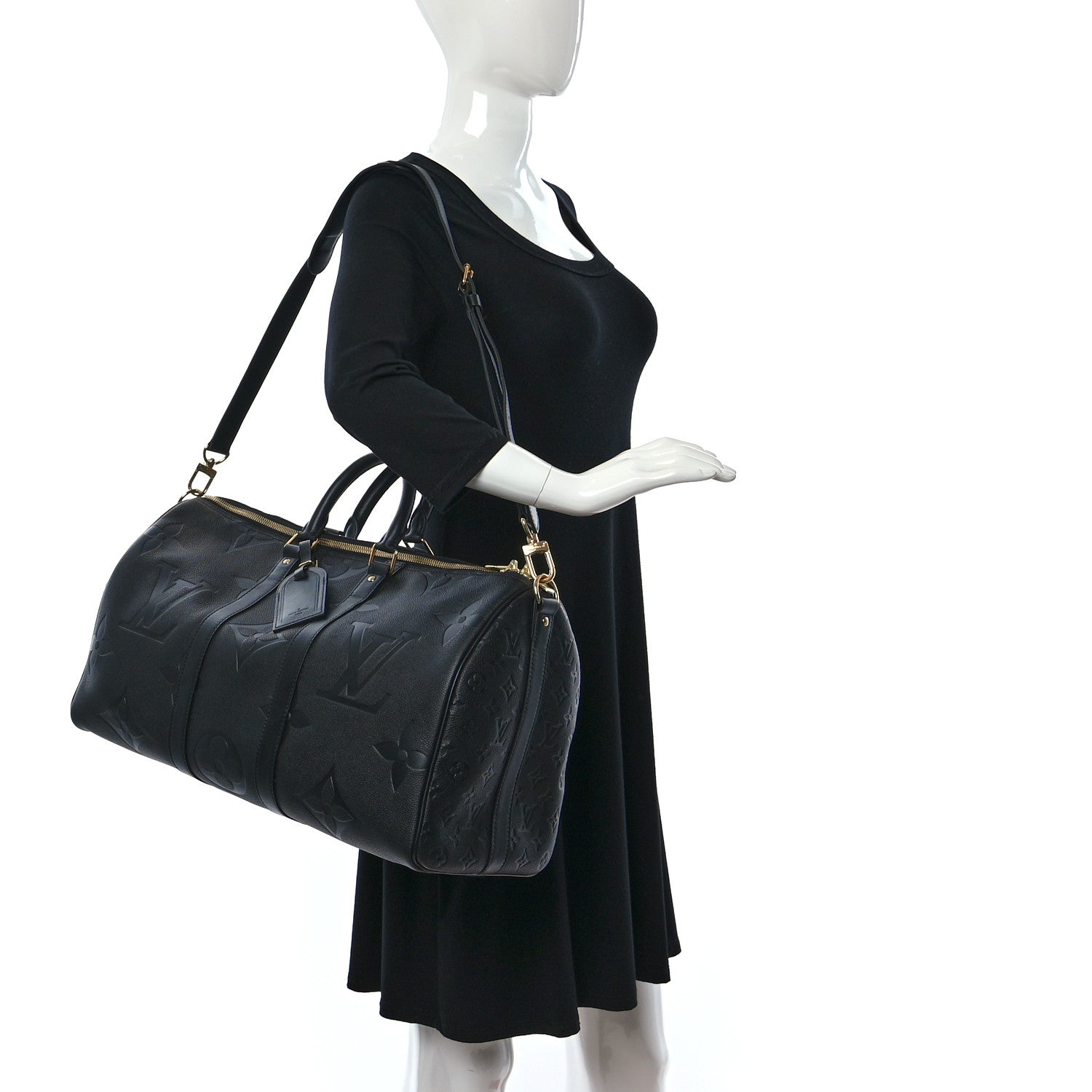 Louis Vuitton Empreinte Monogram Giant Keepall Bandouliere 45 Black 2 of 9