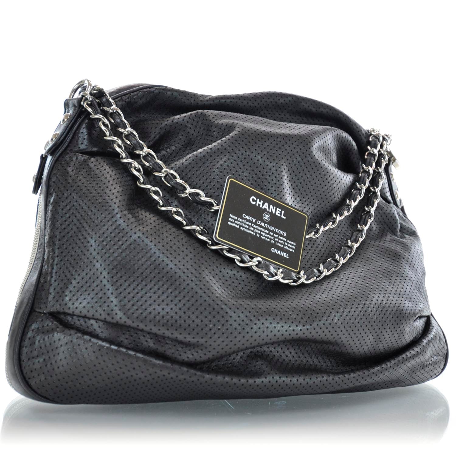Chanel Perforated Baseball Spirit Ligne Hobo Black 3 of 10