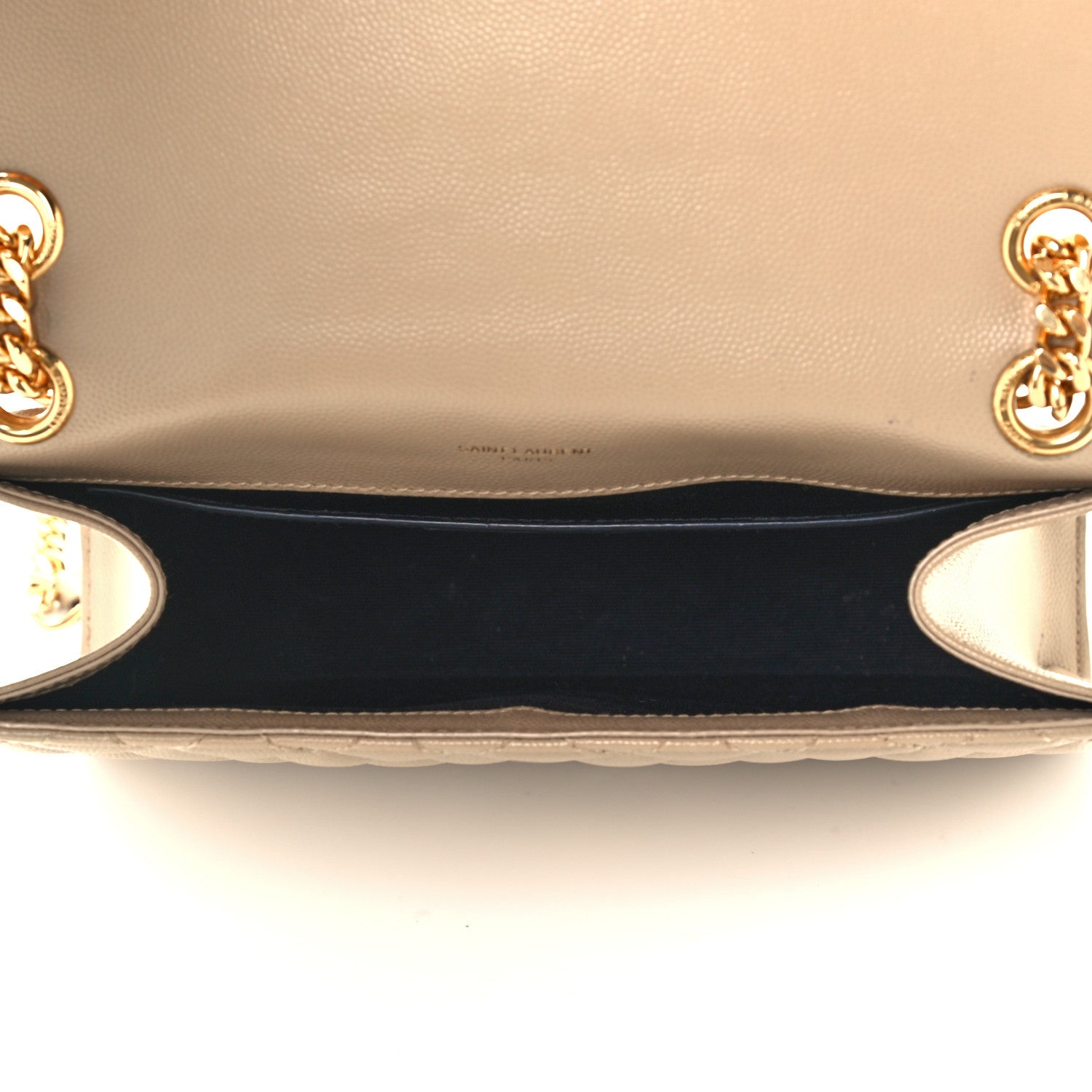 Saint Laurent Grain De Poudre Textured Mixed Matelasse Medium Triquilt Monogram Satchel Dark Beige 4 of 11