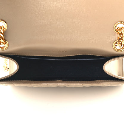 Saint Laurent Grain De Poudre Textured Mixed Matelasse Medium Triquilt Monogram Satchel Dark Beige 4 of 11